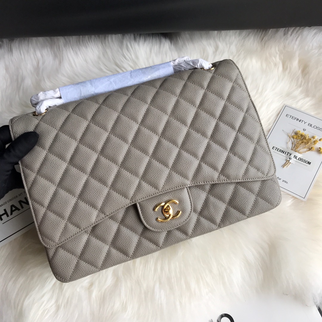 A58601 maxi classic handbag, CHANEL Grained Calfskin 33cm / 12.9in