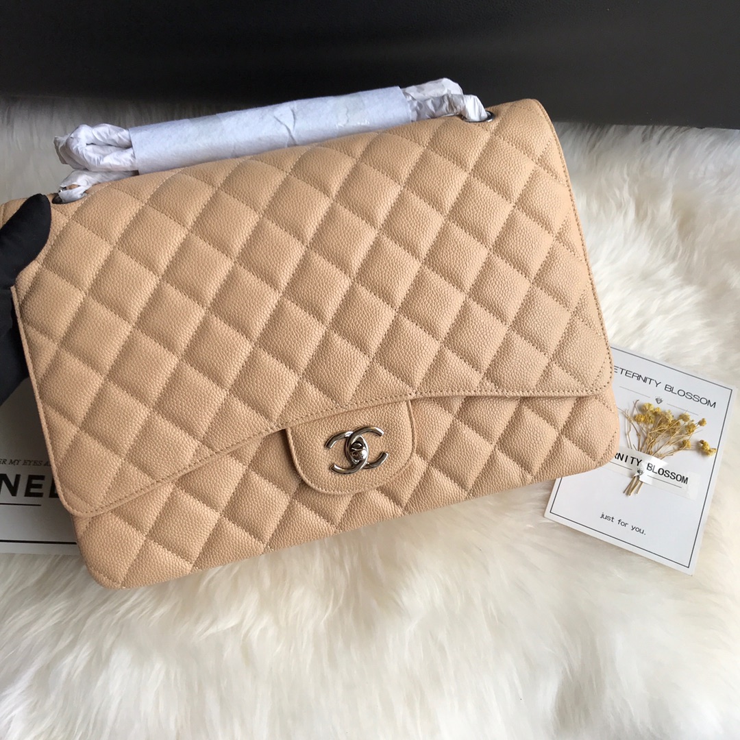 A58601 maxi classic handbag, CHANEL Grained Calfskin 33cm / 12.9in