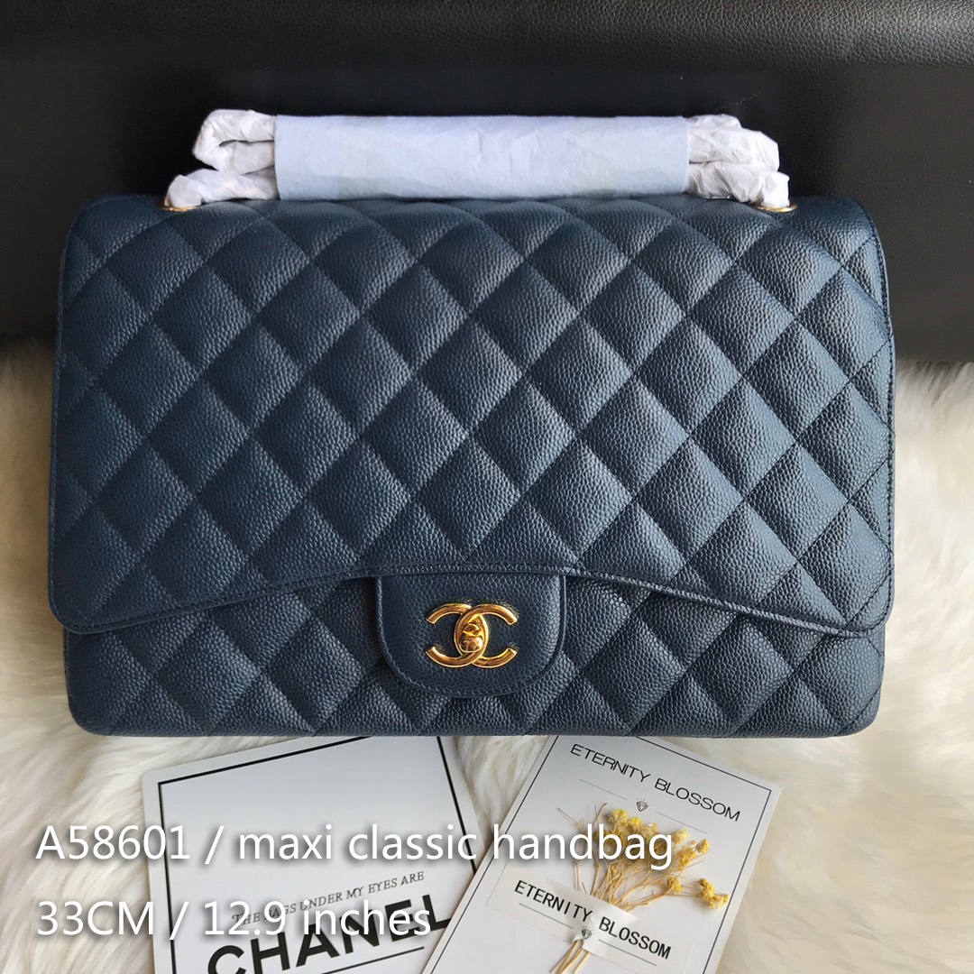 A58601 maxi classic handbag, CHANEL Grained Calfskin 33cm / 12.9in