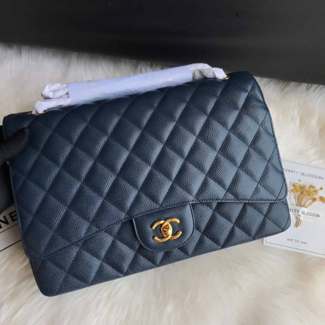 A58601 maxi classic handbag, CHANEL Grained Calfskin 33cm / 12.9in
