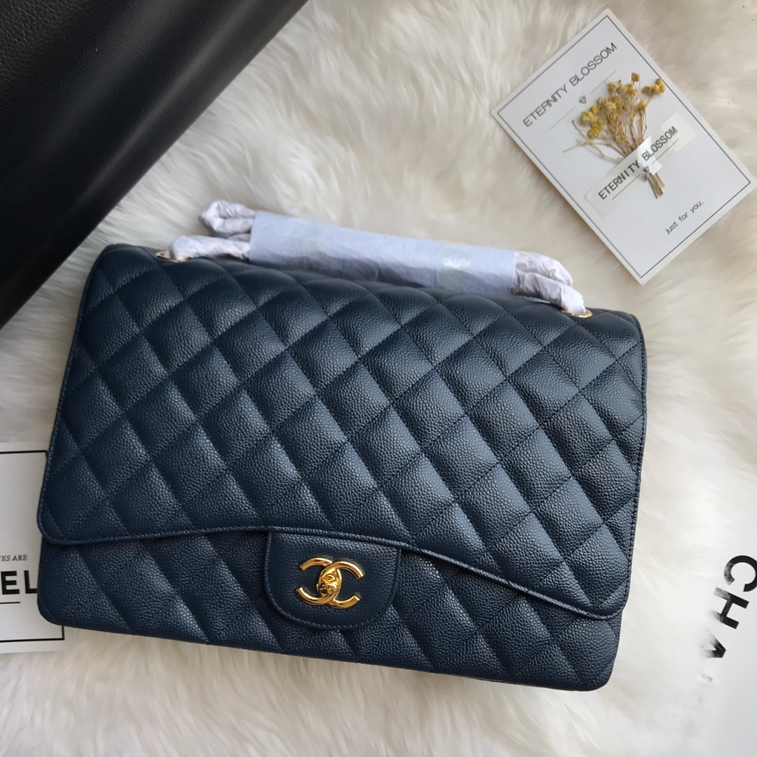 A58601 maxi classic handbag, CHANEL Grained Calfskin 33cm / 12.9in