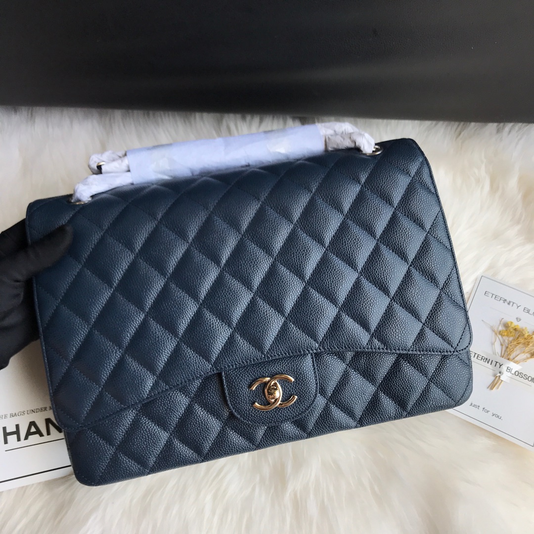 A58601 maxi classic handbag, CHANEL Grained Calfskin 33cm / 12.9in