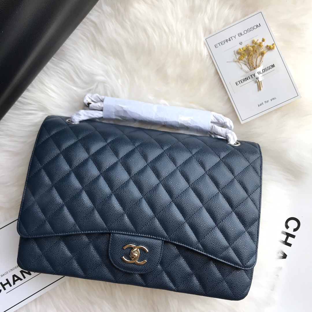 A58601 maxi classic handbag, CHANEL Grained Calfskin 33cm / 12.9in