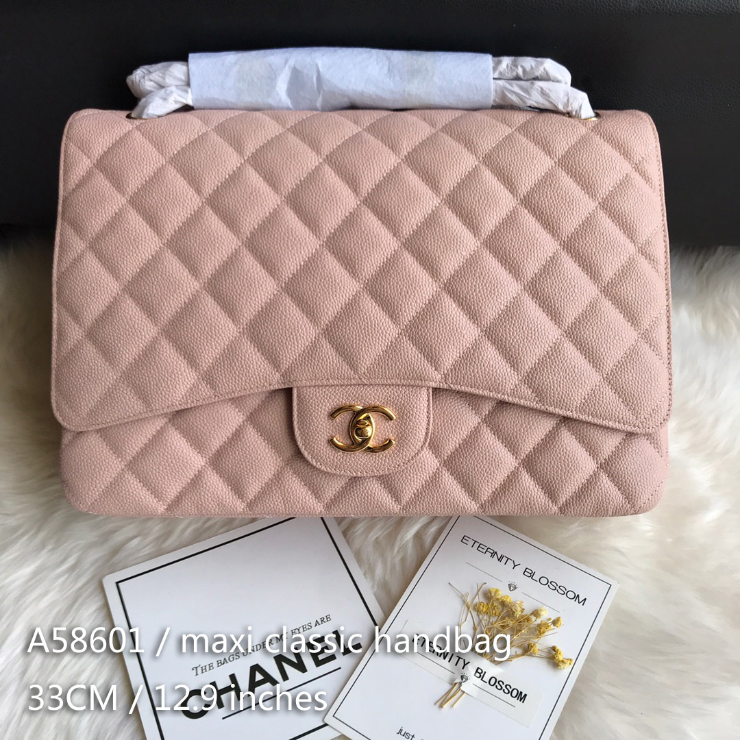 A58601 maxi classic handbag, CHANEL Grained Calfskin 33cm / 12.9in