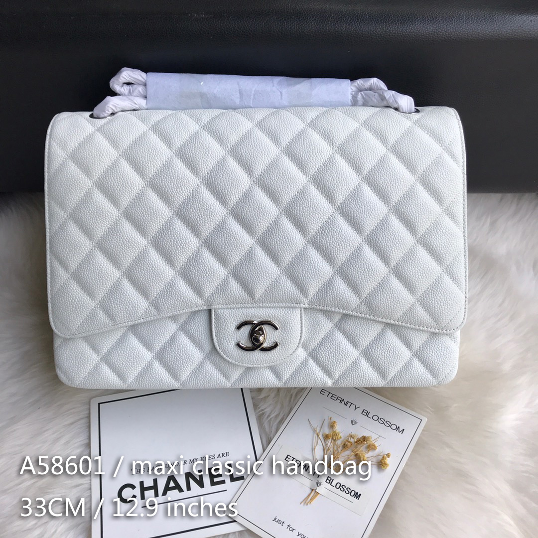 A58601 maxi classic handbag, CHANEL Grained Calfskin 33cm / 12.9in