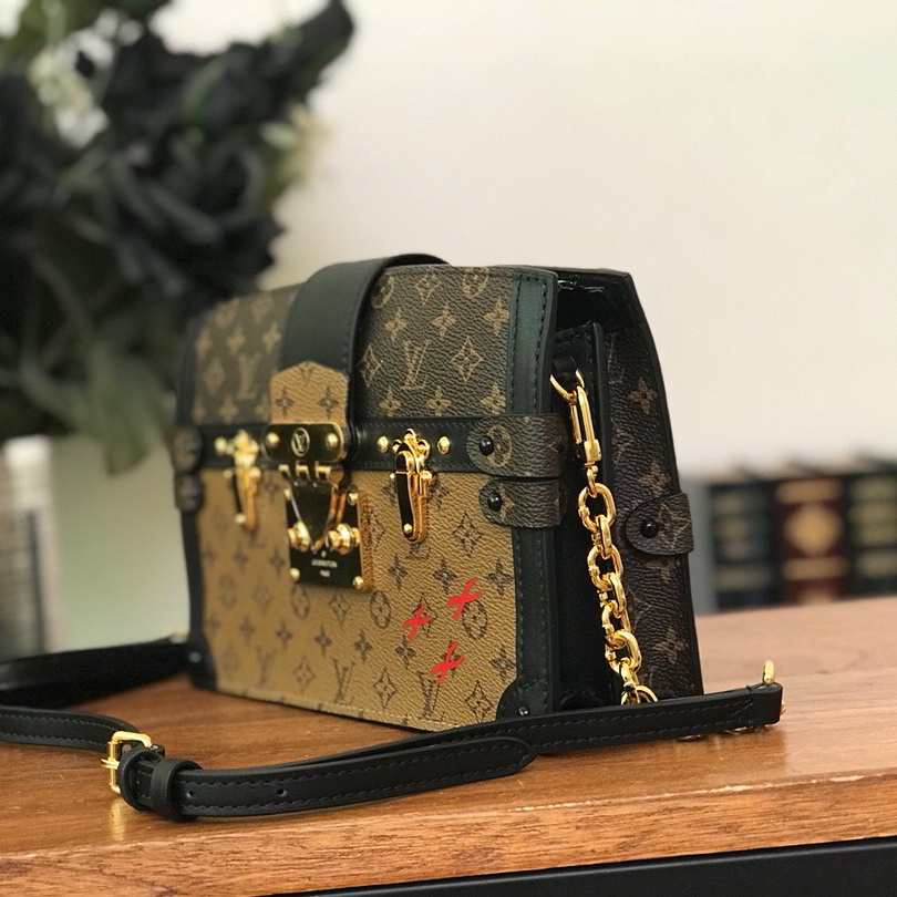 M43596, TRUNK CLUTCH,  Louis Vuitton LV Handbags, Damier Ebene Canvas