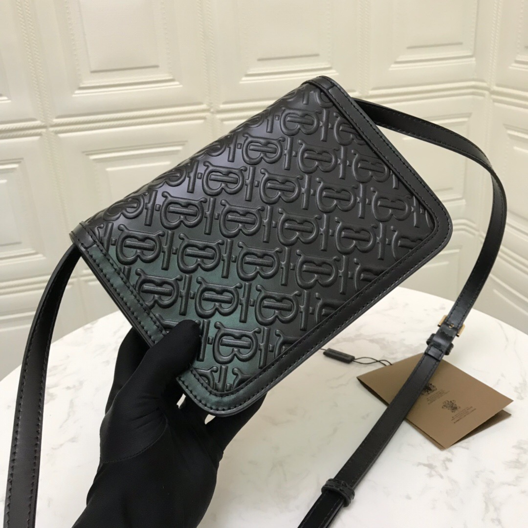 80140871 Small Monogram Leather TB Bag, BURBERRY BAGS