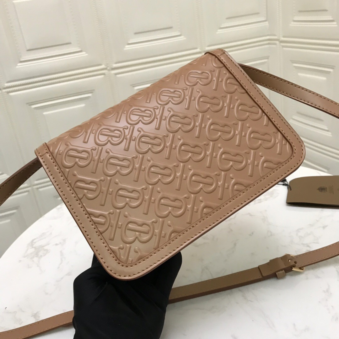 80140871 Small Monogram Leather TB Bag, BURBERRY BAGS