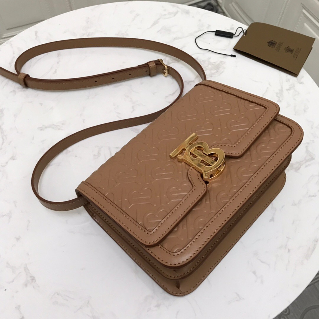 80140871 Small Monogram Leather TB Bag, BURBERRY BAGS