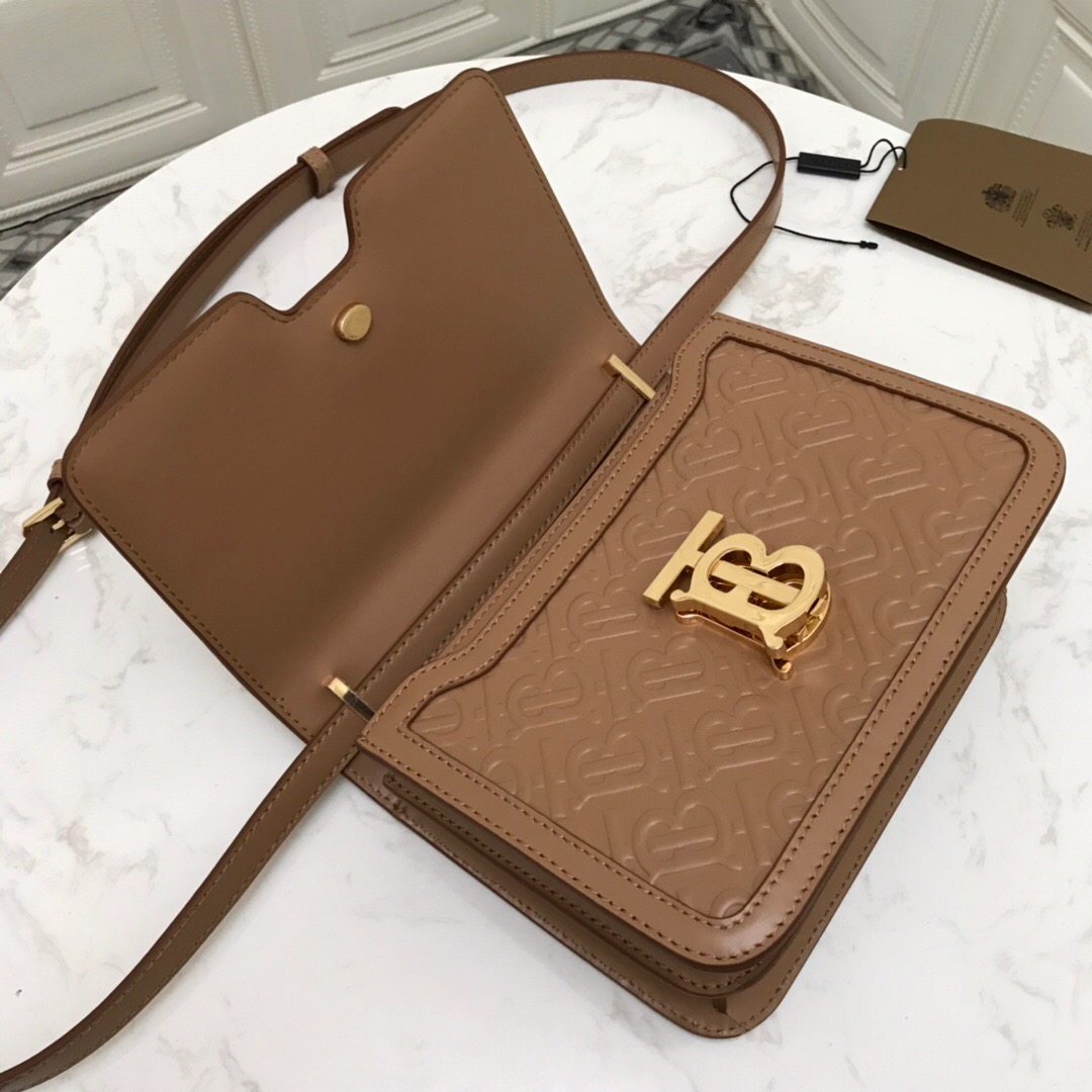 80140871 Small Monogram Leather TB Bag, BURBERRY BAGS