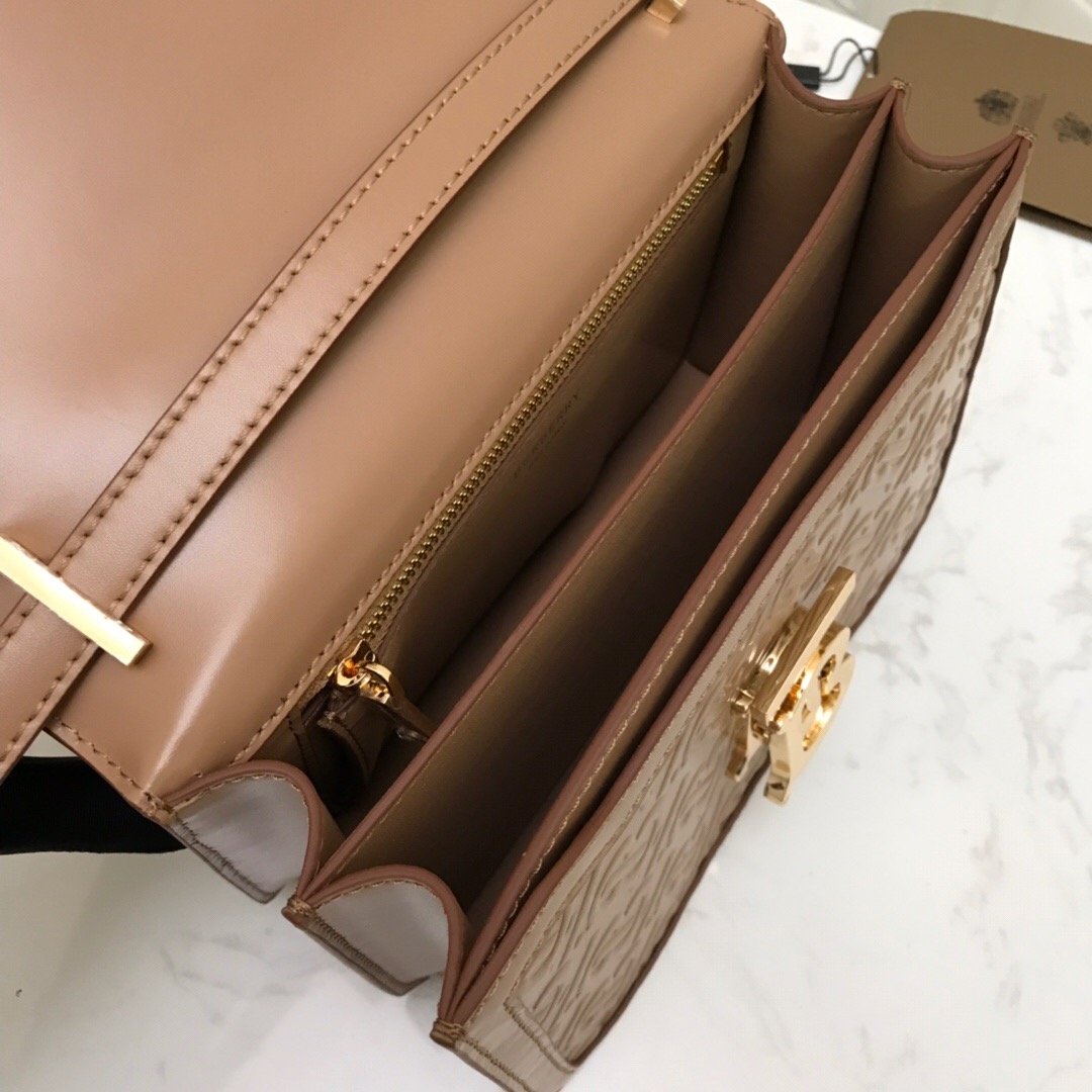 80140871 Small Monogram Leather TB Bag, BURBERRY BAGS