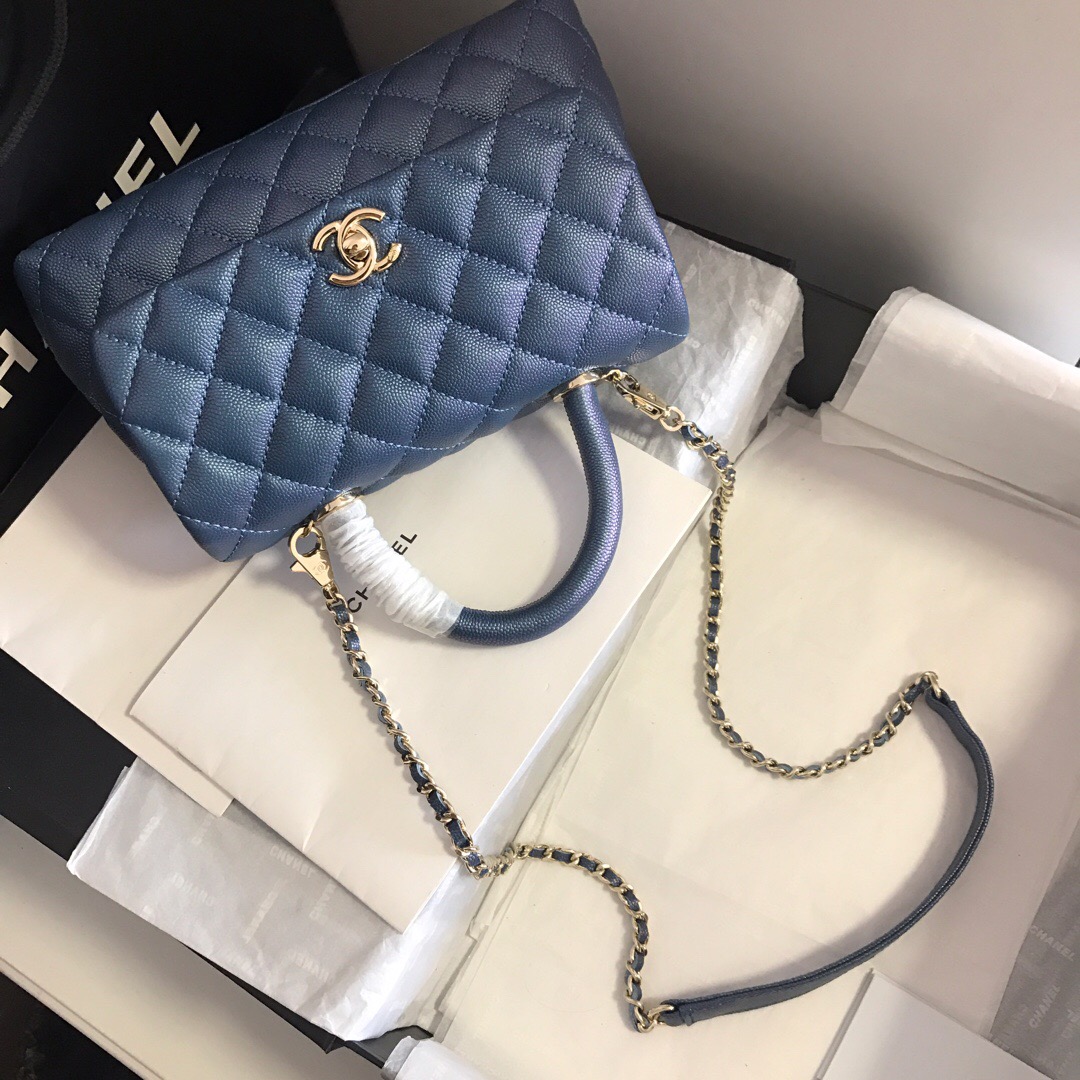 A92990, Small Flap Bag with Top Handle, CHANEL Handbags, Caviar, Grained Calfskin, Gold-Tone Metal