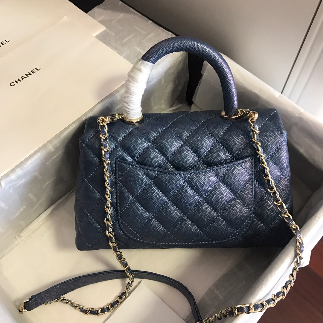 A92990, Small Flap Bag with Top Handle, CHANEL Handbags, Caviar, Grained Calfskin, Gold-Tone Metal