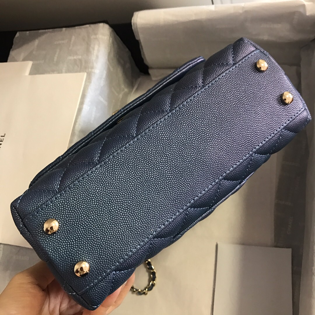 A92990, Small Flap Bag with Top Handle, CHANEL Handbags, Caviar, Grained Calfskin, Gold-Tone Metal
