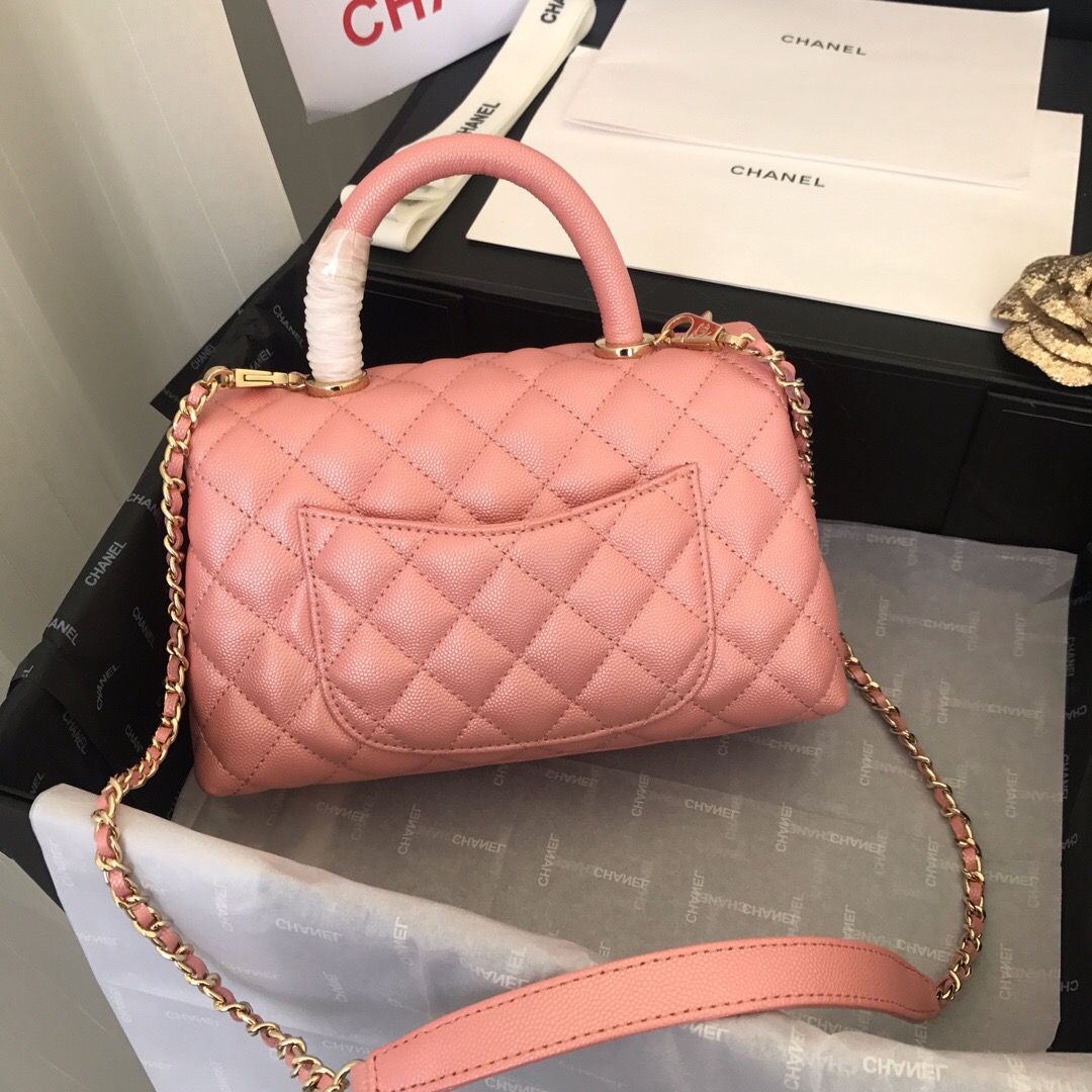 A92990, Small Flap Bag with Top Handle, CHANEL Handbags, Caviar, Grained Calfskin, Gold-Tone Metal