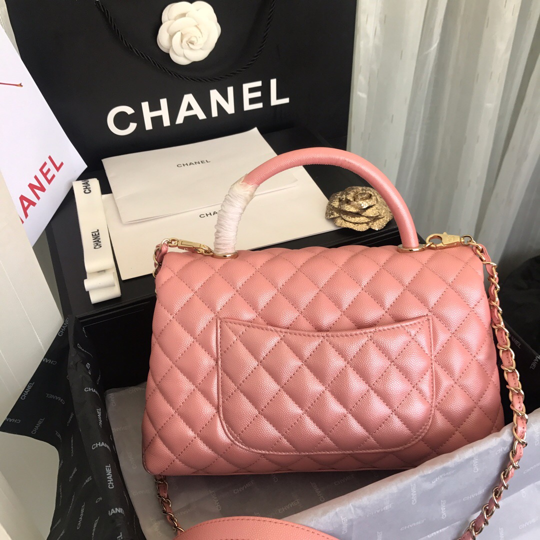 A92991, Flap Bag with Top Handle, CHANEL Handbags, Caviar, Grained Calfskin, Gold-Tone Metal