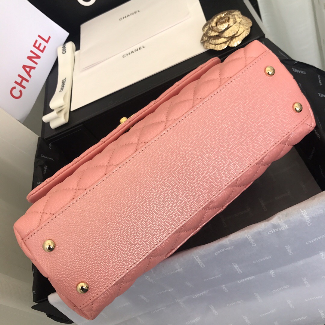A92991, Flap Bag with Top Handle, CHANEL Handbags, Caviar, Grained Calfskin, Gold-Tone Metal