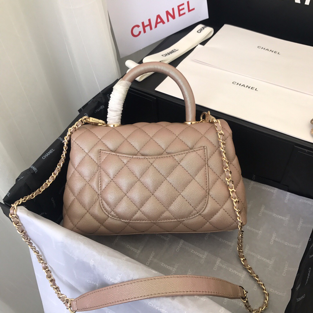 A92990, Small Flap Bag with Top Handle, CHANEL Handbags, Caviar, Grained Calfskin, Gold-Tone Metal