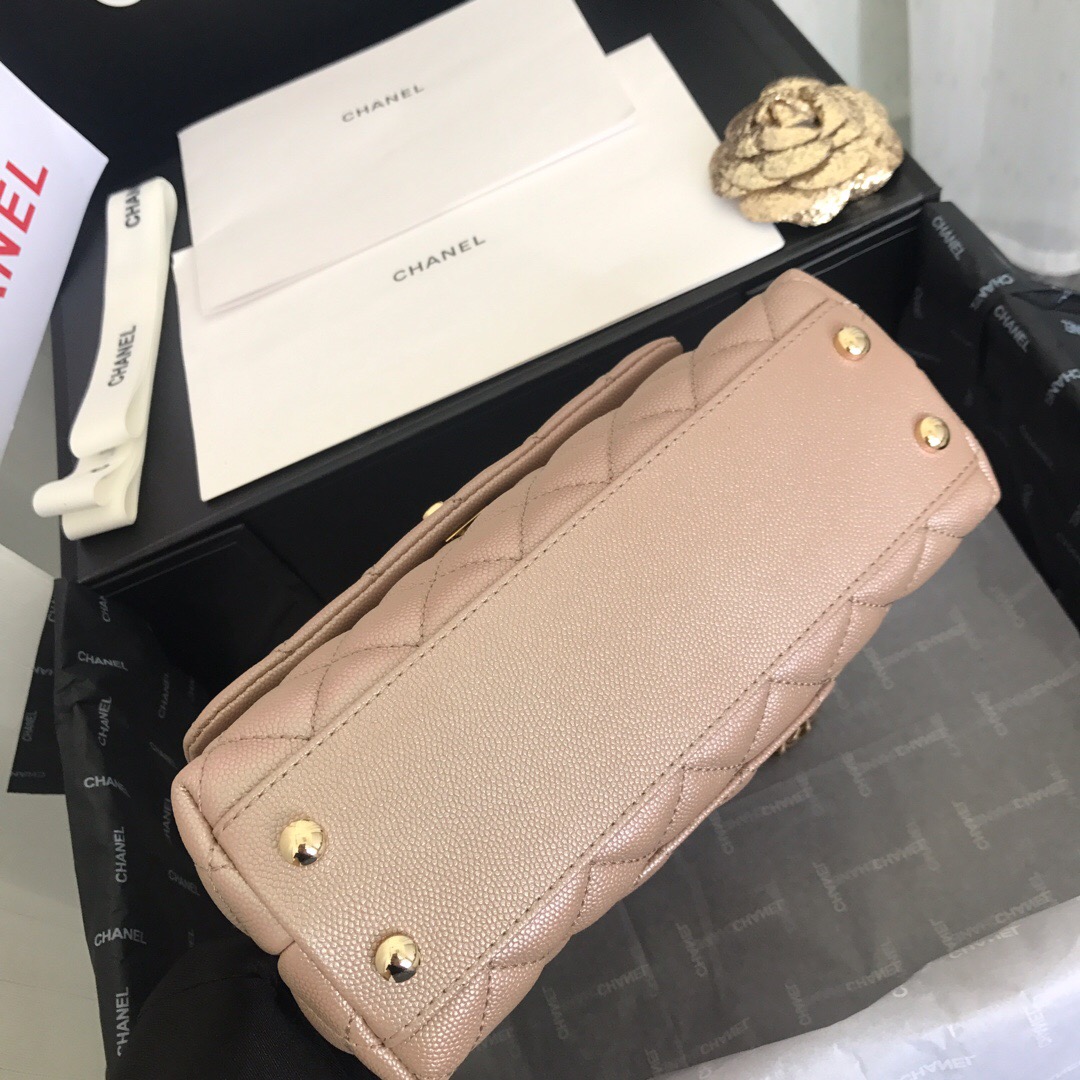 A92990, Small Flap Bag with Top Handle, CHANEL Handbags, Caviar, Grained Calfskin, Gold-Tone Metal
