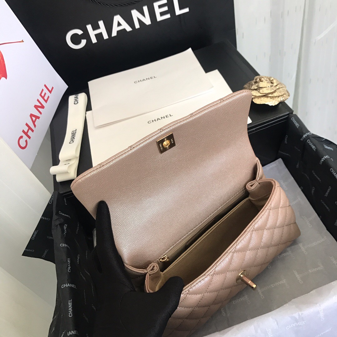 A92990, Small Flap Bag with Top Handle, CHANEL Handbags, Caviar, Grained Calfskin, Gold-Tone Metal