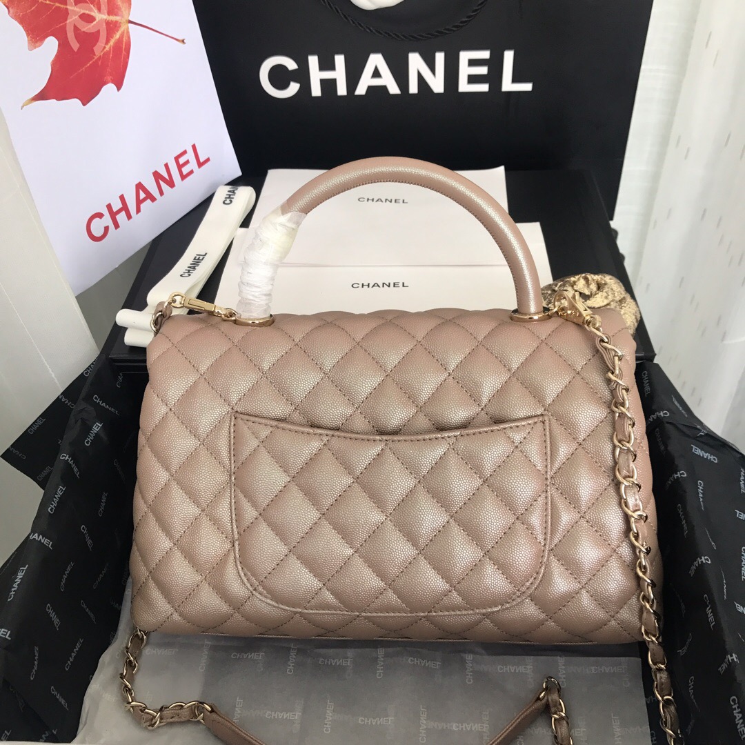 A92991, Flap Bag with Top Handle, CHANEL Handbags, Caviar, Grained Calfskin, Gold-Tone Metal