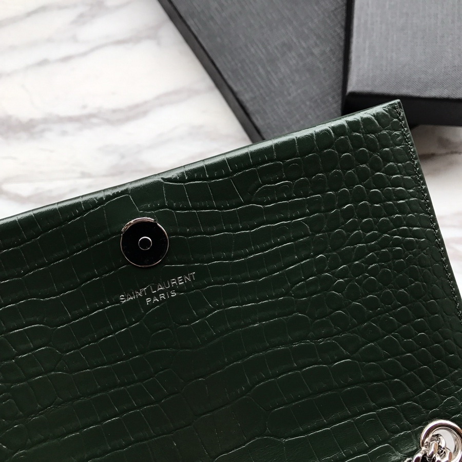 474366 KATE SMALL WITH TASSEL IN EMBOSSED CROCODILE SHINY LEATHER, YSL Saint Laurent
