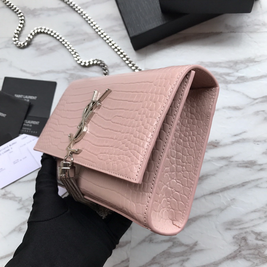 474366 KATE SMALL WITH TASSEL IN EMBOSSED CROCODILE SHINY LEATHER, YSL Saint Laurent