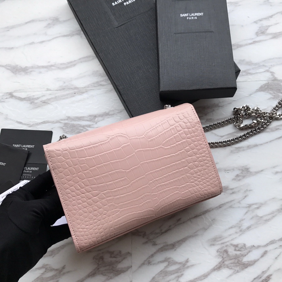 474366 KATE SMALL WITH TASSEL IN EMBOSSED CROCODILE SHINY LEATHER, YSL Saint Laurent