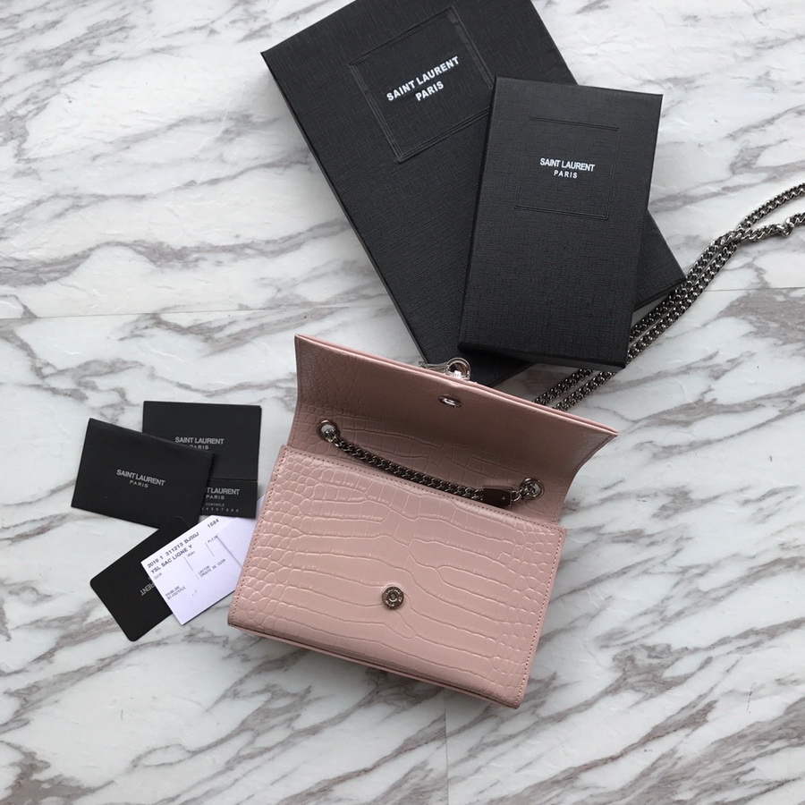 474366 KATE SMALL WITH TASSEL IN EMBOSSED CROCODILE SHINY LEATHER, YSL Saint Laurent