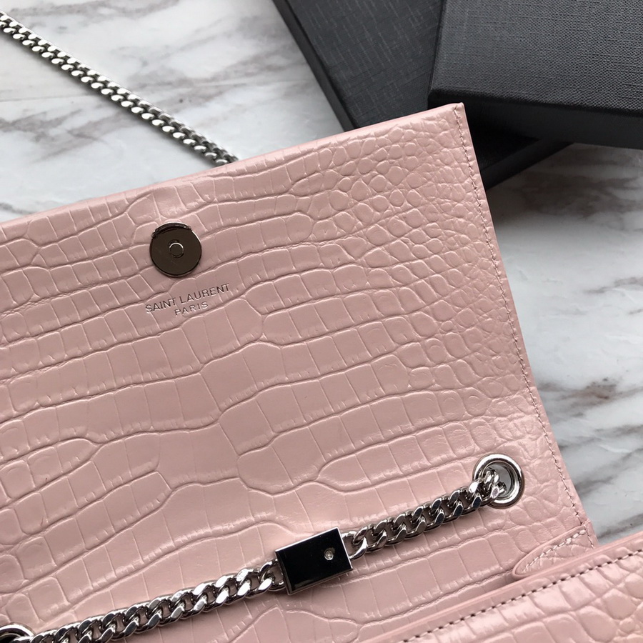 474366 KATE SMALL WITH TASSEL IN EMBOSSED CROCODILE SHINY LEATHER, YSL Saint Laurent