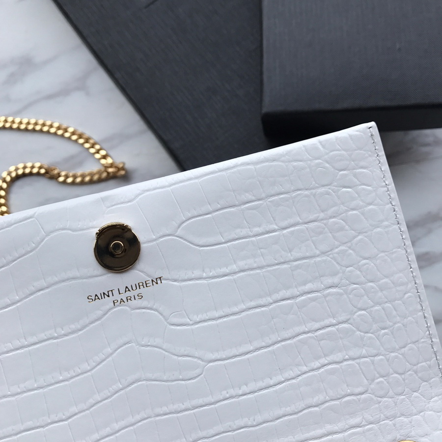 474366 KATE SMALL WITH TASSEL IN EMBOSSED CROCODILE SHINY LEATHER, YSL Saint Laurent