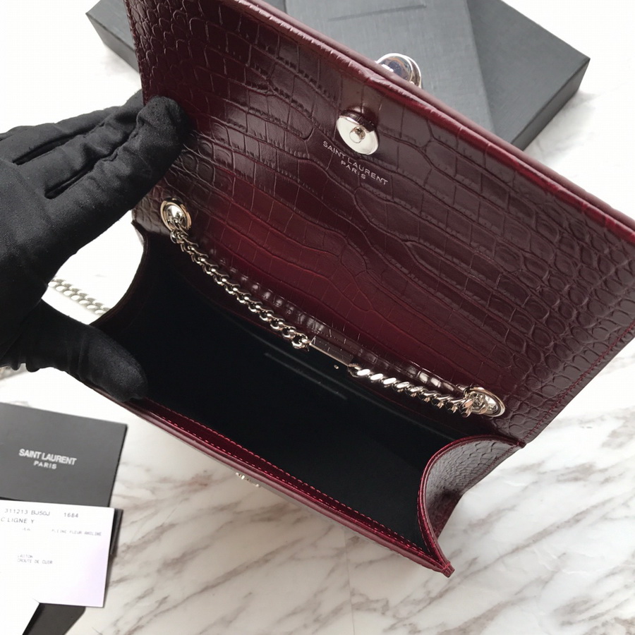 474366 KATE SMALL WITH TASSEL IN EMBOSSED CROCODILE SHINY LEATHER, YSL Saint Laurent