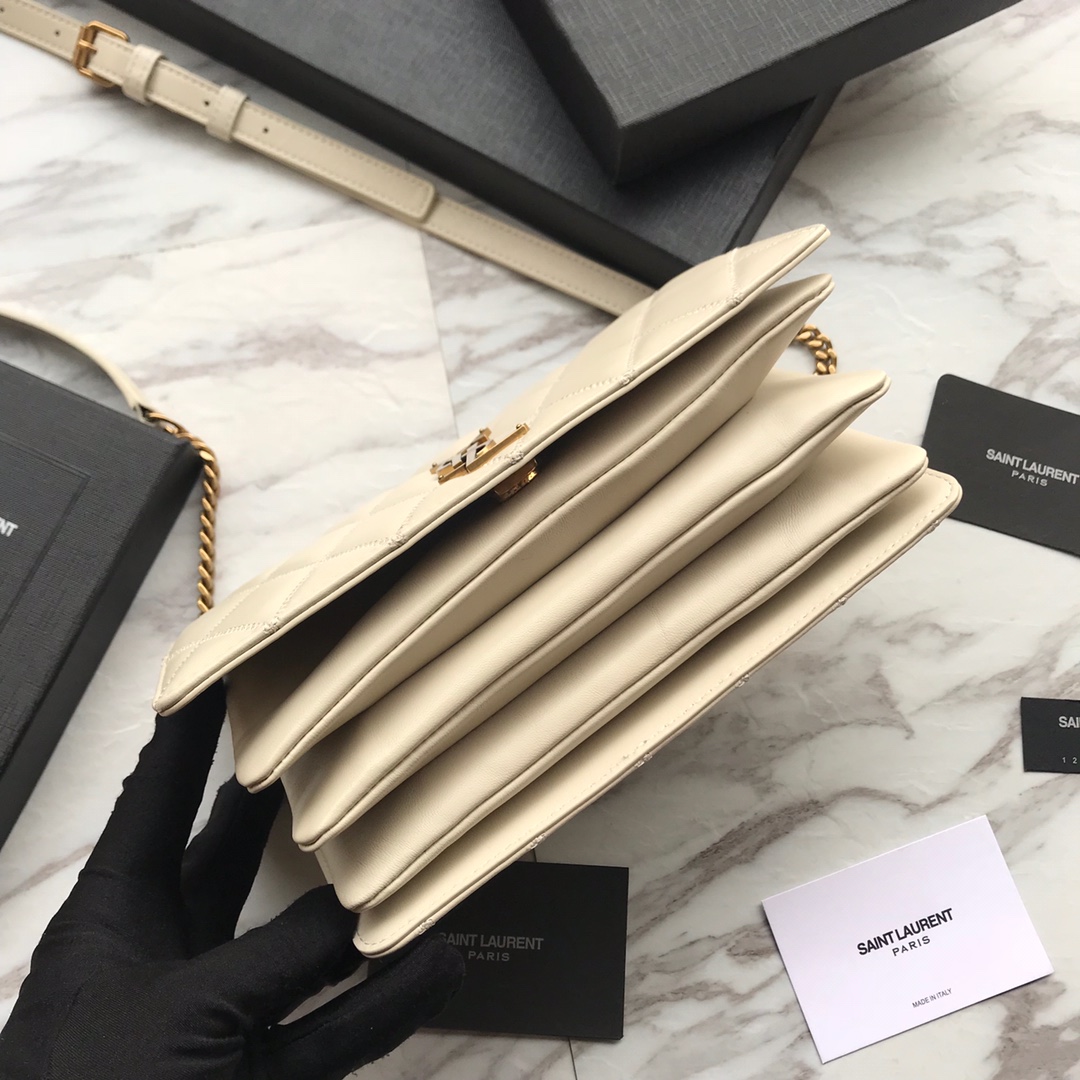 568906, ANGIE CHAIN BAG IN DIAMOND-QUILTED LAMBSKIN, YSL Saint Laurent