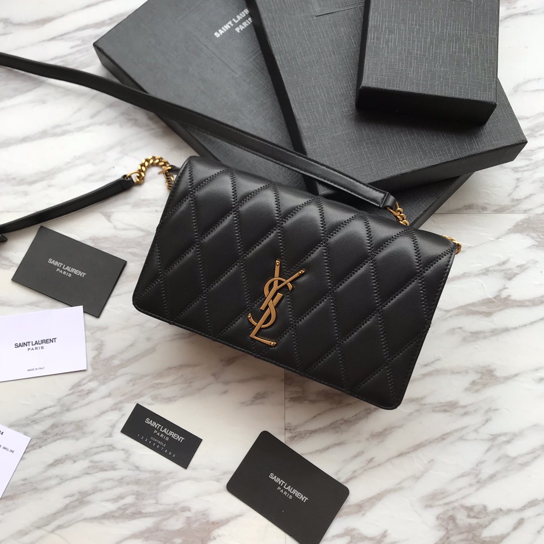 568906, ANGIE CHAIN BAG IN DIAMOND-QUILTED LAMBSKIN, YSL Saint Laurent