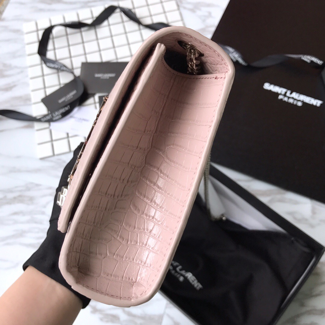 354119 KATE MEDIUM WITH TASSEL IN EMBOSSED CROCODILE SHINY LEATHER, STRAP DROP: 48CM, YSL Saint Laurent