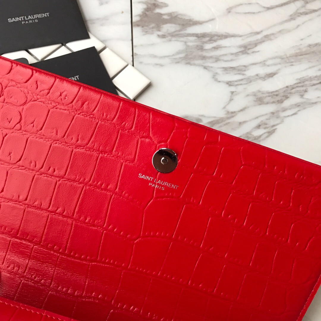 354119 KATE MEDIUM WITH TASSEL IN EMBOSSED CROCODILE SHINY LEATHER, STRAP DROP: 48CM, YSL Saint Laurent