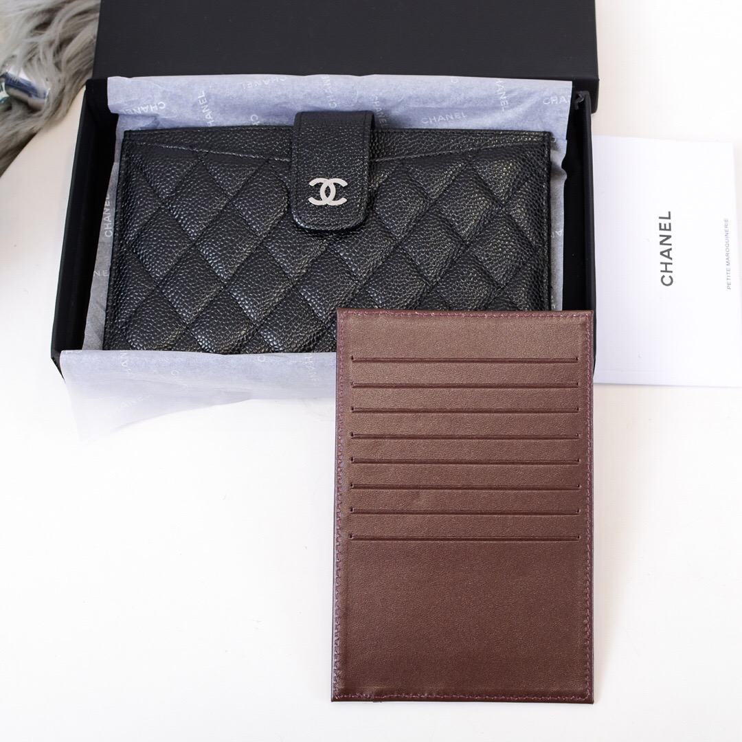 AP0235 classic pouch, Calfskin & Silver-Tone Metal, CHANEL SMALL LEATHER GOODS
