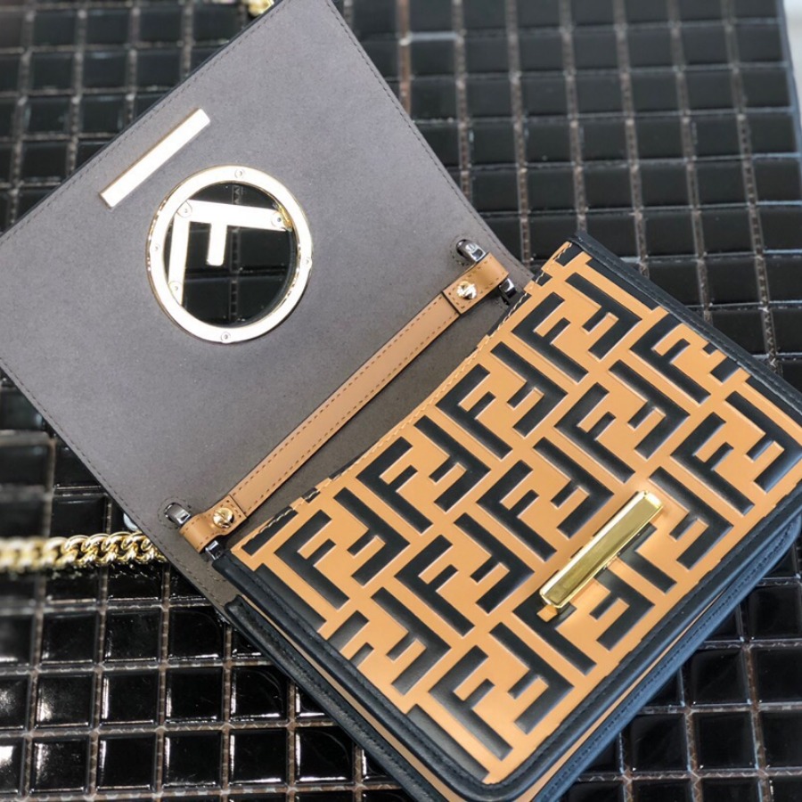 KAN I F SMALL, leather mini-bag, Fendi Shoulder Bag