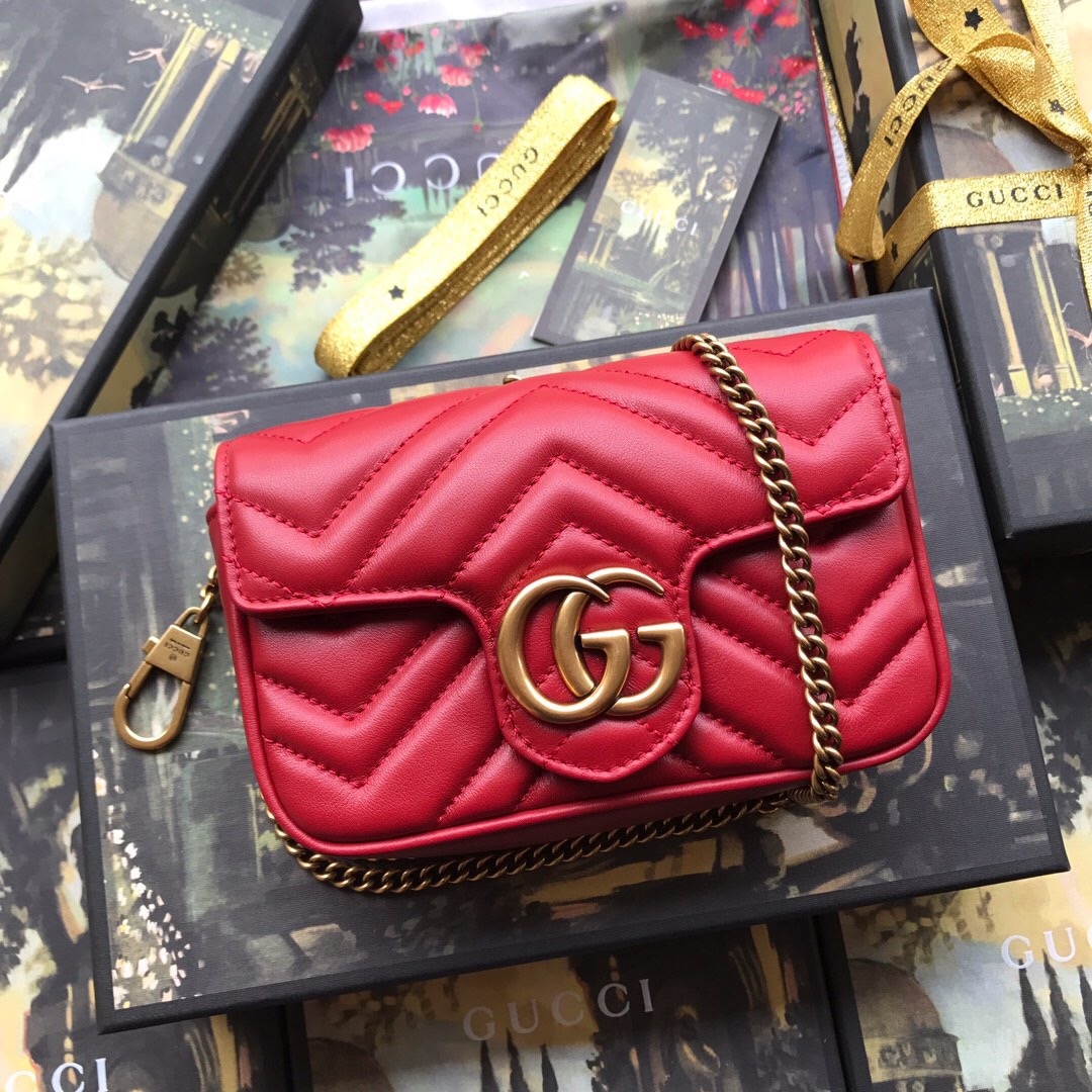 476433 GG Marmont matelassé leather super mini bag, Women's Mini Bags