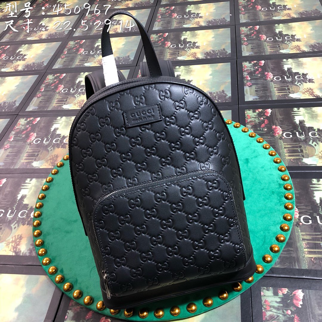 450967 Gucci Signature leather backpack, Gucci Men's Backpacks