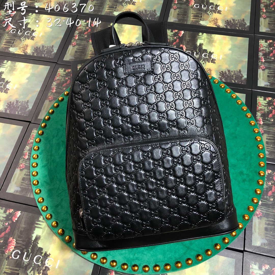 406370 Gucci Signature leather backpack, Men's Backpacks