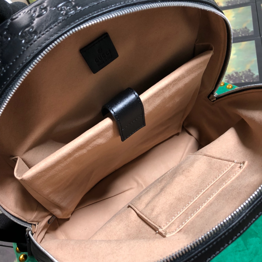 406370 Gucci Signature leather backpack, Men's Backpacks