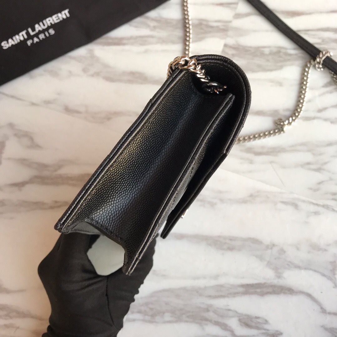 393953 ENVELOPE CHAIN WALLET IN GRAIN DE POUDRE EMBOSSED LEATHER, YSL Saint Laurent