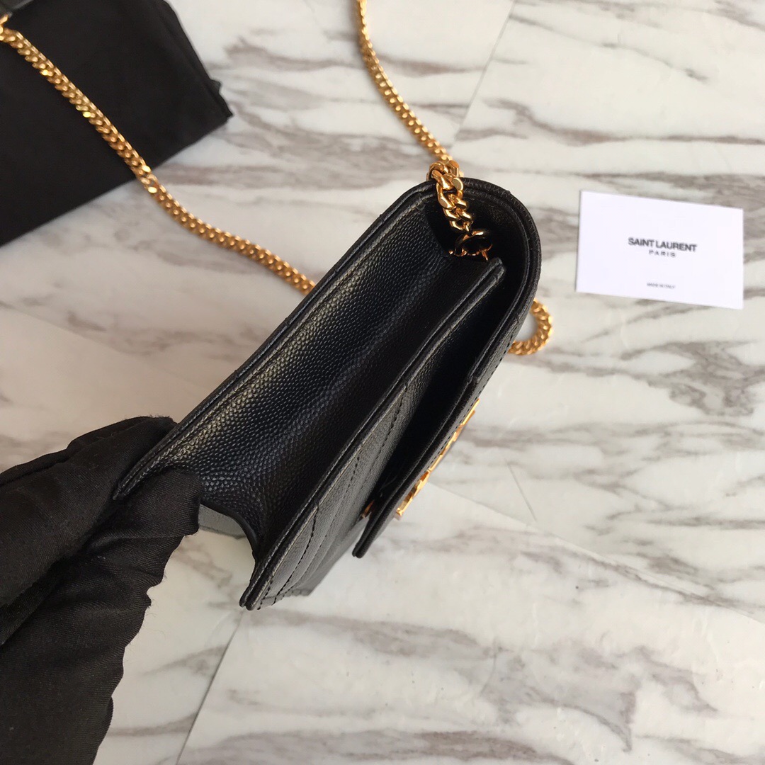 393953 ENVELOPE CHAIN WALLET IN GRAIN DE POUDRE EMBOSSED LEATHER, YSL Saint Laurent
