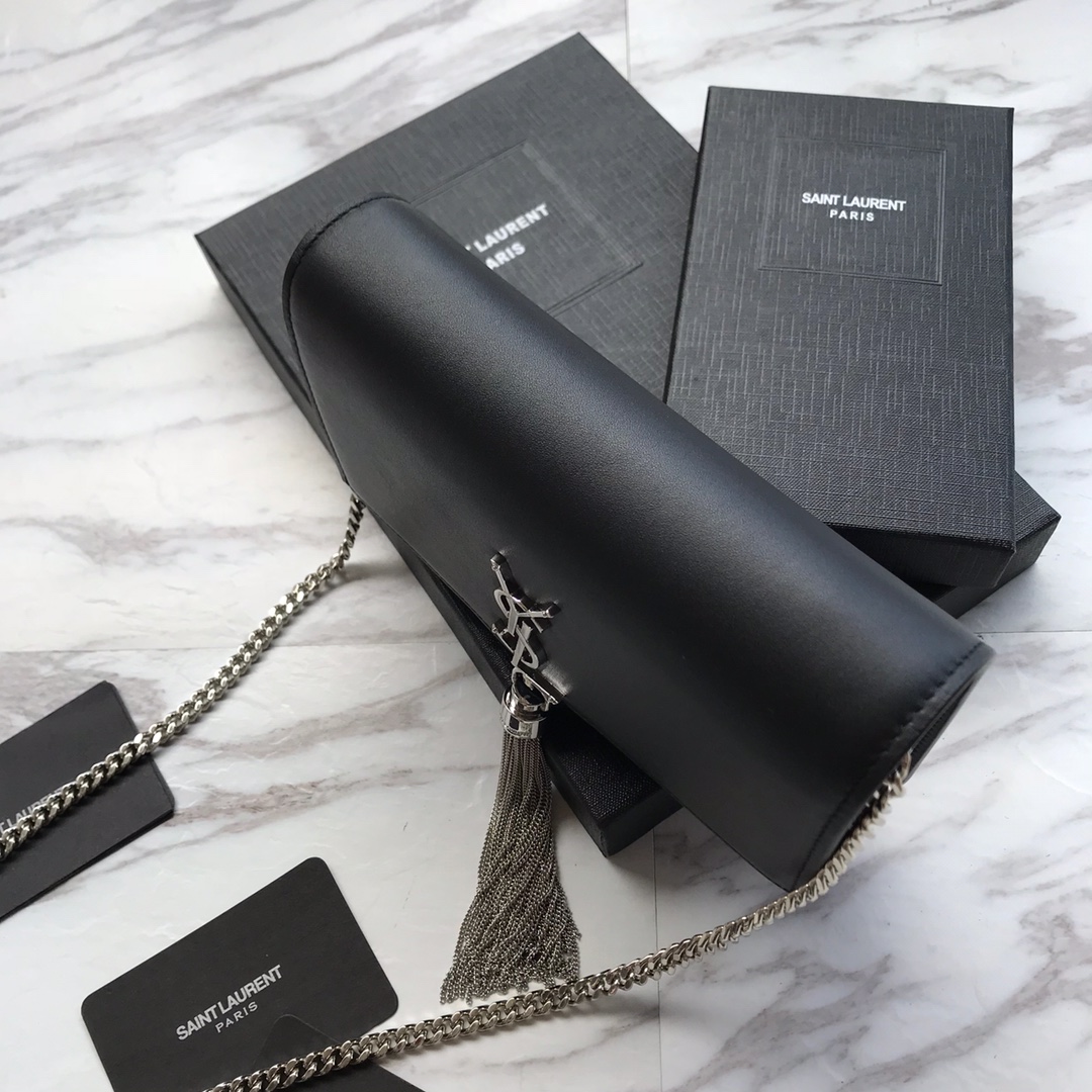 474366 KATE SMALL WITH TASSEL IN SMOOTH LEATHER, YSL Saint Laurent