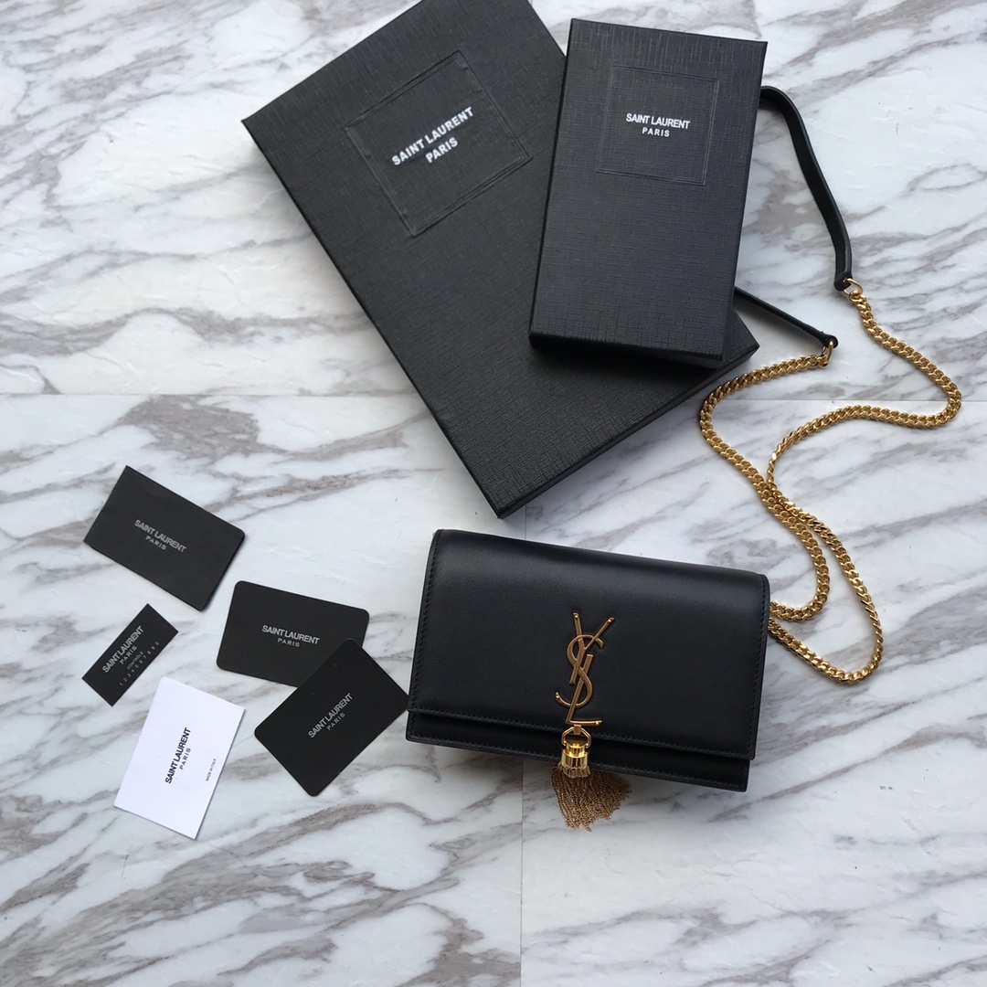 474366 KATE SMALL WITH TASSEL IN SMOOTH LEATHER, YSL Saint Laurent
