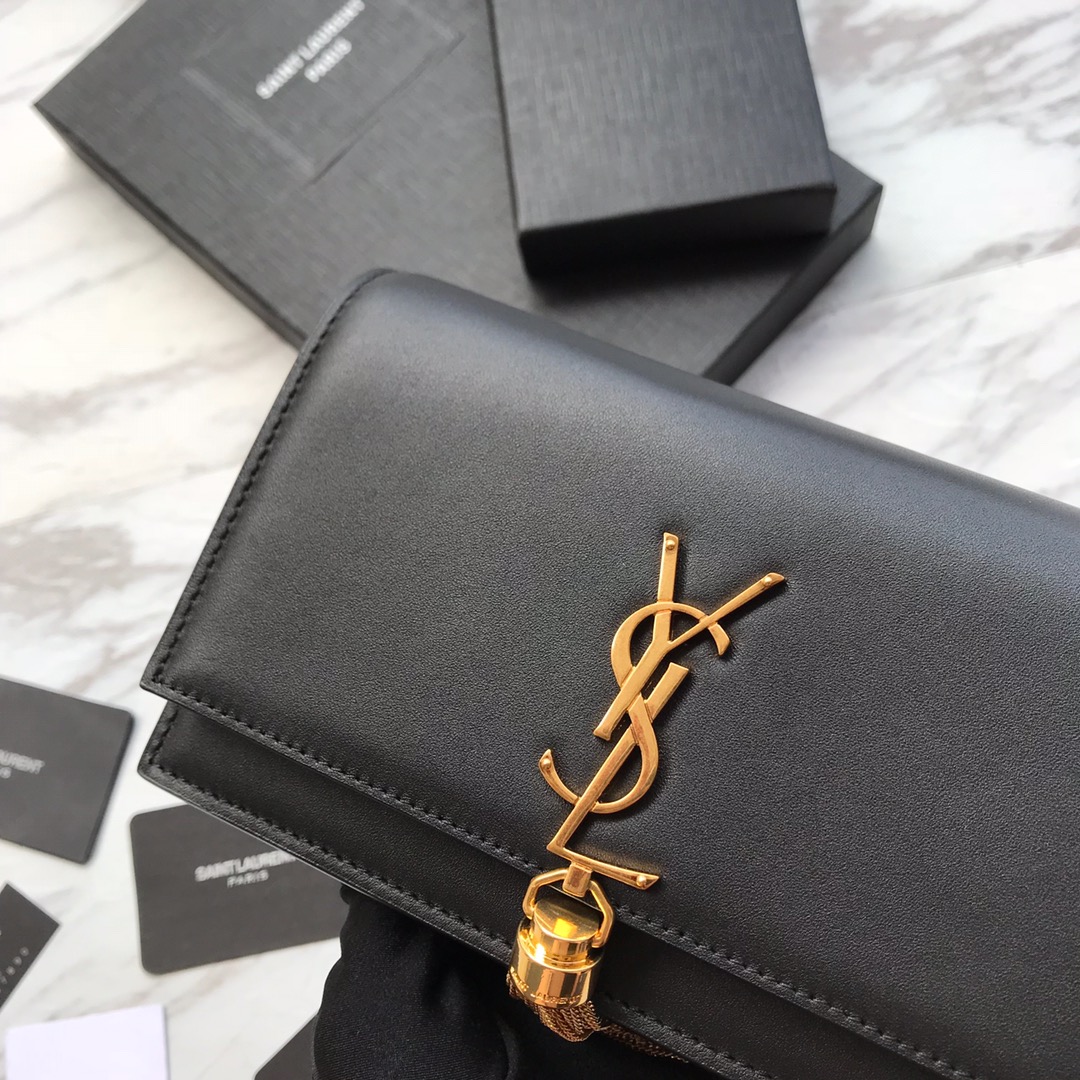 474366 KATE SMALL WITH TASSEL IN SMOOTH LEATHER, YSL Saint Laurent