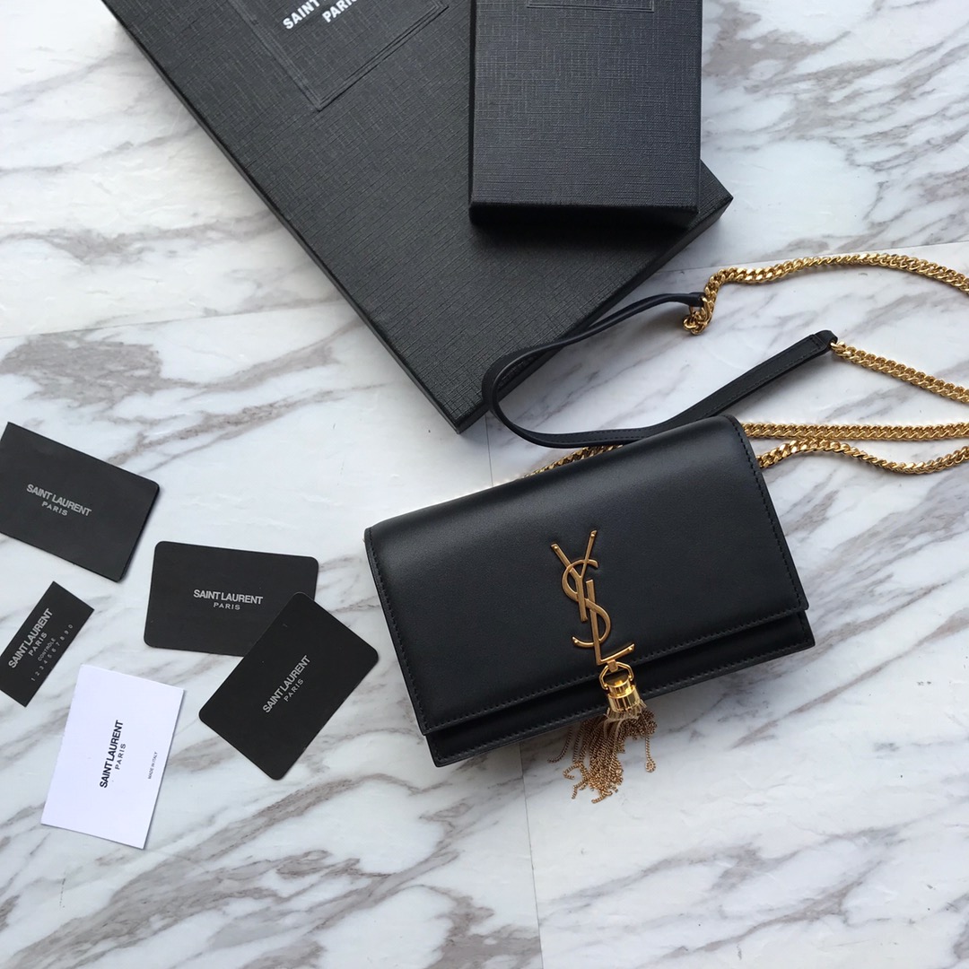 474366 KATE SMALL WITH TASSEL IN SMOOTH LEATHER, YSL Saint Laurent