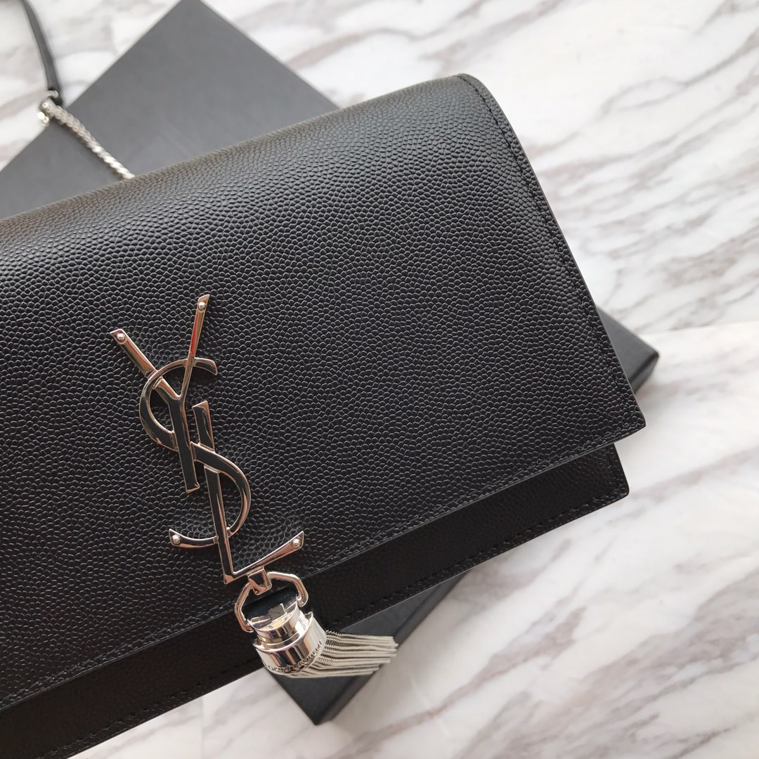 474366 KATE SMALL BAG WITH TASSEL IN GRAIN DE POUDRE EMBOSSED LEATHER, YSL Saint Laurent