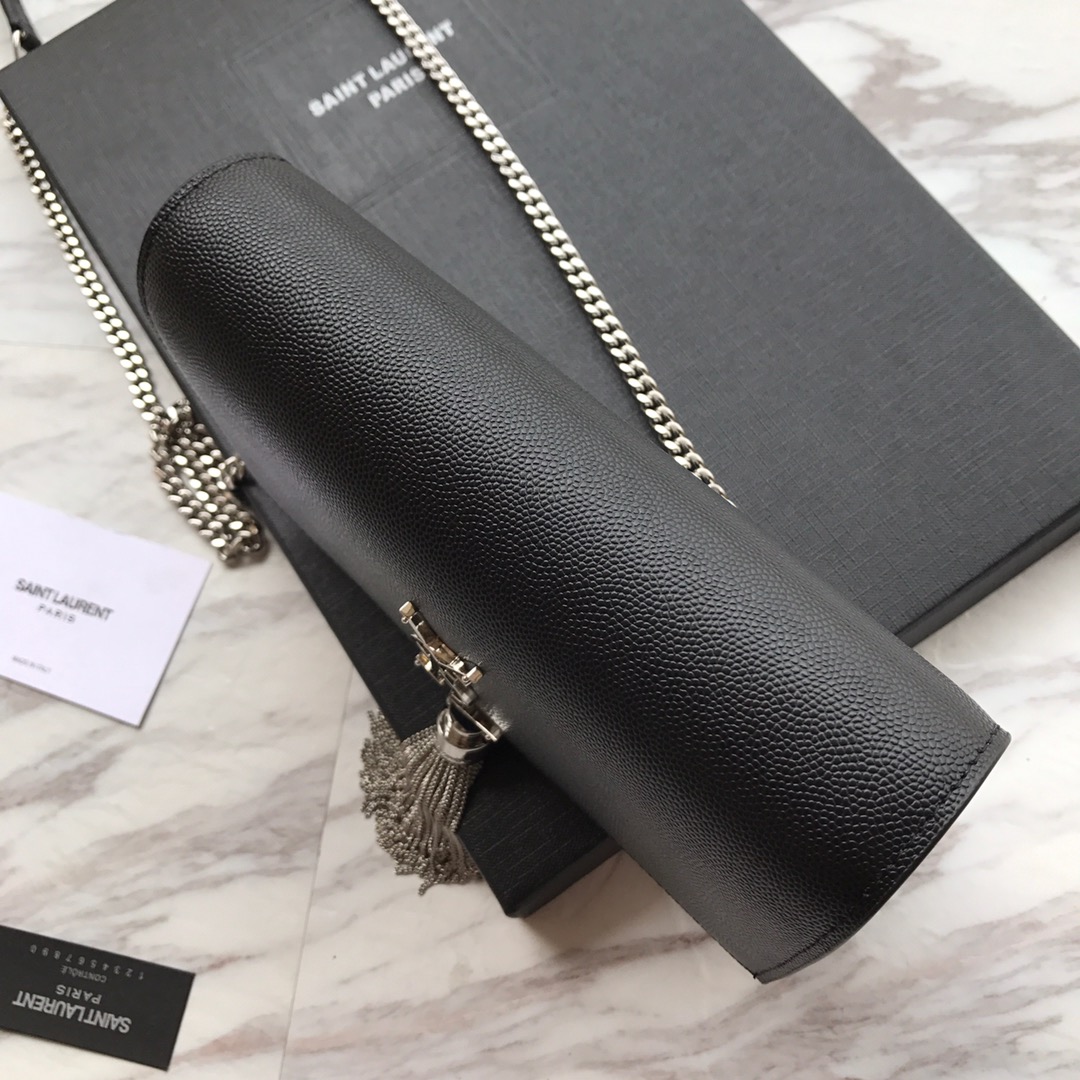 474366 KATE SMALL BAG WITH TASSEL IN GRAIN DE POUDRE EMBOSSED LEATHER, YSL Saint Laurent